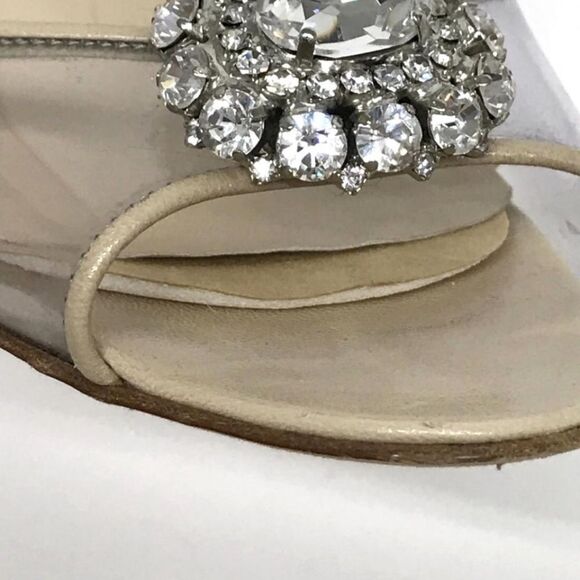BRIAN ATWOOD Clear & Nude D'Orsay Heels Prom Pumps w CRYSTALS 38 7.5 8 - Picture 8 of 9